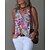 cheap Tank Tops-Women&#039;s Tank Top White Pink Blue Print Paisley Butterfly Casual Holiday Sleeveless V Neck Basic Regular Floral Butterfly S