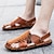 cheap Men&#039;s Shoes-Men&#039;s Sandals Flat Sandals Leather Sandals Plus Size Hand Stitching Outdoor Beach Casual Beach Microfiber Breathable Red Brown Yellow brown Black Summer