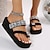 cheap Women&#039;s Sandals-Women&#039;s Sandals Bling Bling Shoes Wedge Sandals Platform Sandals Outdoor Daily Beach Solid Color Summer Wedge Heel Open Toe Casual Minimalism Faux Leather Glitter Loafer Silver Pink Green