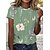 cheap Tees &amp; T Shirts-Women&#039;s T shirt Tee Black White Blue Print Floral Holiday Weekend Short Sleeve Round Neck Basic Regular Floral Painting S
