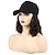 voordelige Paardenstaarten-hoed pruik voor vrouwen korte golf baseball cap pruik met krullend haar extensions pruik synthetische golf pruik hoed verstelbare bruine zwarte baseball hoed pruik