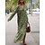 cheap Maxi Dresses-Women&#039;s Casual Dress Summer Dress Print Dress Long Dress Maxi Dress Fashion Streetwear Geometric Split Print Outdoor Daily Holiday V Neck Long Sleeve Dress Loose Fit Purple Green Summer Spring S M L