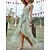cheap Maxi Dresses-Women&#039;s Casual Dress Wrap Dress A Line Dress Long Dress Maxi Dress Fashion Streetwear Floral Lace up Ruffle Outdoor Daily Holiday V Neck Short Sleeve Dress Regular Fit Green Dark Blue Summer Spring S