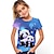 お買い得  女の子の 3d T シャツ-子供 女の子 Tシャツ グラフィック アウトドア 3Dプリント 半袖 クルーネック 活発的 7-13歳 夏 ブラック ブルー