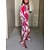 cheap Maxi Dresses-Women&#039;s Casual Dress Summer Dress Print Dress Long Dress Maxi Dress Fashion Streetwear Graphic Color Block Split Print Daily Holiday Date V Neck Long Sleeve Dress Regular Fit Fuchsia Summer Spring S