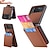 Χαμηλού Κόστους Samsung Θήκη-τηλέφωνο tok Για Samsung Galaxy Z Flip 5 Z Flip 4/3/2 Πίσω Κάλυμμα Ανοιγόμενη Υποδοχές θήκης καρτών Σταντ ποδηλάτου Μονόχρωμο PC PU δέρμα