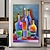 cheap Still Life Paintings-Oil Painting 100% Handmade Hand Painted Wall Art On Canvas Wine Bottle Colorful Vertical Still Life Modern Home Decoration Decor Rolled Canvas No Frame Unstretched