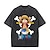 preiswerte Cosplay-Anime-Kapuzenpullover und T-Shirts für den Alltag-One Piece Affe D. Ruffy T-Shirt-Ärmel Übergroßes Acid Washed T-Shirt Bedruckt Grafik T-shirt Für Paar Herren Damen Erwachsene Säurewäsche Casual