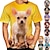 billige nyhed sjove hættetrøjer &amp; t-shirts-Dyr Hund Chihuahua T-shirt Anime 3D Grafisk Til Par Herre Dame Voksne Maskerade 3D-udskrivning Afslappet / Hverdag