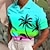 tanie męskie koszulki polo z kołnierzykiem kubańskim-Męskie Koszulka polo hawajska koszulka polo Koszula golfowa Drzewo kokosowe Wzory graficzne Zachód słońca Kubański kołnierz Żółty Niebieski Fioletowy Pomarańczowy Zielony Na zewnątrz Ulica Krótkie
