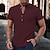 cheap Cotton Linen Shirt-Men&#039;s Linen Shirt Popover Shirt Casual Shirt Summer Shirt Black White Wine Short Sleeve Plain V Neck Summer Casual Daily Clothing Apparel