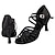voordelige Latin dansschoenen-Dames Latin schoenen Prestatie Opleiding Oefenen Hakken Sneaker Kristaldetails Wijd uitlopende hak Open teen Kruisriem Geel Bruin Zwart