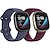 abordables Correas de reloj Fitbit-2 paquetes Correa de Smartwatch Compatible con Fitbit Versa 3 Sense Silicona suave Reloj inteligente Correa Ajustable Bucle en solitario Mujeres Hombres Correa Deportiva Reemplazo Pulsera