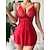 cheap Sexy Bodies-Women&#039;s Sexy Bodies Chemises &amp; Negligees Sets Pure Color Lovers Hot See Through Xmas Home Christmas Bed Lace Breathable Straps Sleeveless Strap Top Backless Summer Spring Wine
