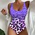 cheap One-Pieces-Women&#039;s Swimwear One Piece Normal Swimsuit Leopard Printing Yellow Pink Blue Purple Green Bodysuit Bathing Suits Beach Wear Summer Sports