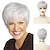 billiga äldre peruk-kort peruk ombre silvergrå peruker för kvinnor syntetiskt hår med lugg naturlig frisyr för gammal dam mamma perukmössa gratis