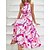 cheap Maxi Dresses-Women&#039;s Casual Dress Swing Dress Sundress Long Dress Maxi Dress Fashion Bohemian Color Block Ruffle Print Outdoor Daily Holiday Halter Sleeveless Dress Regular Fit Pink Summer Spring S M L XL