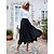 cheap Skirts-Women&#039;s Skirt Swing Polyester Midi Black Rose Skirts Pleated Ruffle Daily Weekend Casual S M L