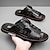 ieftine Șlapi Bărbați &amp; Flip-Flops-sandale bărbați din piele sandale la modă mers pe jos casual plajă acasă imprimeu crocodil papuci respirabili maro închis negru visiniu