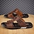 cheap Men&#039;s Slippers &amp; Flip-Flops-Men&#039;s Leather Sandals  Fashion Sandals Walking Casual Beach Home Crocodile Print Breathable Slippers Dark Brown Black Burgundy