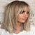 cheap Older Wigs-Short Ombre Blonde Wig with Bangs Layered Straight Bob Synthetic Wigs for Women Mixed Blond Wig with Dark Roots Natural Looking Daily Party Wig