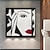 رخيصةأون لوحات الأشخاص-يدويا رسمت باليد النفط الطلاء جدار الفن التجريدي الأصلي مجردة التصويرية بالأبيض والأسود اللوحة امرأة تواجه قماش النفط الطلاء