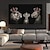 preiswerte Tierdrucke-Abstrakte schwarz-weiße Löwenfamilie, die Kronenlöwen auf Leinwand malt, Poster und Drucke für die moderne Wohnzimmerdekoration