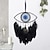 abordables Attrapeurs de rêves-Yeux du diable attrape-rêves cadeau fait main plume noire yeux bleus crochet fleur vent carillon ornement tenture murale décor, 30x60cm/11.8&#039;&#039;x23.6&#039;&#039;