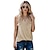 cheap Basic Women&#039;s Tops-Tank Women&#039;s Sky Blue khaki Solid Color Twist Daily Going out Daily V Neck S