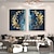 baratos Pinturas de Animais-100% pintados à mão folha de ouro azul pintura a óleo abstrata moderna pinturas de peixes artesanais decoração de casa para sala de estar como o melhor presente