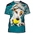 billige nyhed sjove hættetrøjer &amp; t-shirts-Dyr Hund Jack Russell Terrier T-shirt Anime 3D Grafisk Til Par Herre Dame Voksne Maskerade 3D-udskrivning Afslappet / Hverdag
