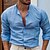 cheap Men&#039;s Shirts-Men&#039;s Shirt Button Up Shirt Casual Shirt Summer Shirt White Pink Navy Blue Blue Orange Plain Long Sleeve Band Collar Daily Vacation Clothing Apparel Fashion Casual Comfortable