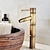 billiga Klassisk-vintage badrumsblandare blandare i bambuform, monoblock kranar för tvättrum i retrostil, antik mässing med ett handtag med ett hål monterad med varm- och kallvattenslang