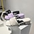 cheap Women&#039;s Sandals-Women&#039;s Sandals Comfort Shoes Daily Beach Solid Color Summer Square Toe Elegant Casual Microfiber Loafer White Purple Black+White