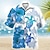 tanie męskie koszule obozowe-Męskie Koszula Koszula hawajska Kwiaty Wzory graficzne Żółwie Kubański kołnierz Czerwony Niebieski Fioletowy Zielony Na zewnątrz Codzienny Krótki rękaw Nadruk Odzież Sport Moda Moda miejska