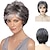 cheap Older Wigs-Synthetic Natural Mommy Wig with Bangs Grey Short Wigs for Women Older Lady Hairstyle Halloween Costume Wigs for Mother