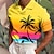 tanie męskie koszulki polo z kołnierzykiem kubańskim-Męskie Koszulka polo hawajska koszulka polo Koszula golfowa Drzewo kokosowe Wzory graficzne Zachód słońca Kubański kołnierz Żółty Niebieski Fioletowy Pomarańczowy Zielony Na zewnątrz Ulica Krótkie