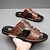 billige Hjemmesko og flipflop-sandaler til mænd-mænds lædersandaler modesandaler gåture afslappet strand hjemme krokodilleprint åndbare hjemmesko mørkebrune sort bordeaux