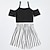 cheap Sets-2 Pieces Kids Girls&#039; Geometric Tie Knot Tank Top &amp; Shorts Set Set Short Sleeve Daily Casual 7-13 Years Summer Black White