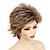 cheap Older Wigs-Short Brown Curly Wigs with Highlights Brown Mixed Blonde Short Pixie Cut Wigs for White Women Layered Shaggy Short Hair Synthetic Wigs Natural Looking