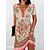 cheap Casual Dresses-Women&#039;s Casual Dress Leopard Floral Ethnic Dress Summer Dress Scalloped Neck Print Mini Dress Outdoor Daily Vintage Ethnic Regular Fit Short Sleeve White Pink Summer Spring S M L XL XXL