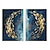 abordables Peintures animaux-100% peint à la main bleu feuille d&#039;or moderne peinture à l&#039;huile abstraite à la main peintures de poissons décor à la maison pour le salon comme meilleur cadeau