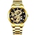 billige Kvartsklokker-herre quartz klokke med armbånd sett luksus diamant business armbåndsur casual kalender skinn armbånd herre klokke gave sett