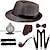 cheap Historical &amp; Vintage Costumes-1920s Men&#039;s Costume Accessories Set Gangster Manhattan Hat Pre Tied Bow Tie Pocket Watch  Y-Back Suspender Armband Garte For Theme Party 7 Pcs
