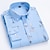 رخيصةأون قمصان رجالية-رجالي قميص رسمي أزرق فاتح أسود أبيض كم طويل منقوشة / مخطط / شيفرون طوي كل الفصول زفاف المكتب &amp; الوظيفة ملابس طباعة