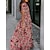 cheap Maxi Dresses-Women&#039;s Swing Dress Print Dress Long Dress Maxi Dress Streetwear Casual Floral Print Outdoor Holiday Going out V Neck Short Sleeve Dress Loose Fit Black White Red Spring S M L XL XXL