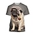 billige nyhed sjove hættetrøjer &amp; t-shirts-Dyr Hund Mops T-shirt Anime 3D Grafisk Til Par Herre Dame Voksne Maskerade 3D-udskrivning Afslappet / Hverdag