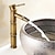 ieftine Clasic-Baterie de baie de epocă în formă de bambus, robinete de chiuvetă monobloc în stil retro, alamă antică cu un singur mâner, punte cu o gaură montată cu furtun de apă caldă și rece