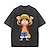 preiswerte Cosplay-Anime-Kapuzenpullover und T-Shirts für den Alltag-One Piece Affe D. Ruffy T-Shirt-Ärmel Übergroßes Acid Washed T-Shirt Bedruckt Grafik Für Paar Herren Damen Erwachsene Säurewäsche Casual