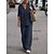 cheap Women&#039;s Two Piece Set-Women&#039;s Plus Size Loungewear Sets Simple Casual Comfort Pure Color Linen Home Street Daily Lapel Breathable Shirt Long Sleeve Button Pant Summer Spring Black Pink
